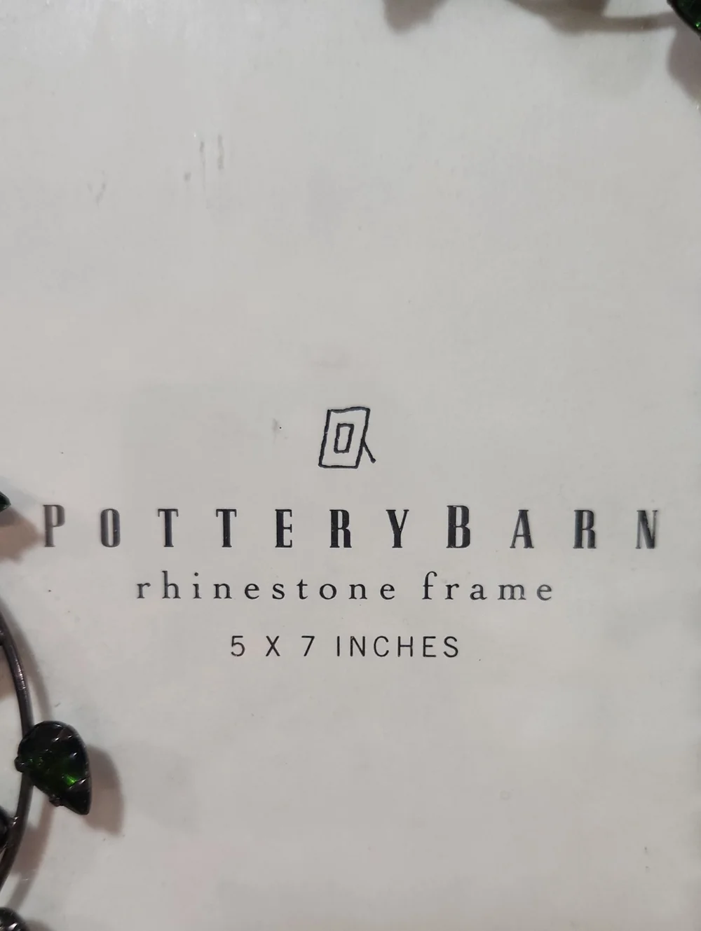 Pottery Barn Dark Emerald Green Rhinestone Standing Photo Frame 5x7
